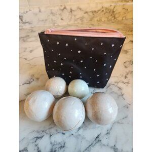 5 Piece Assorted Bath Bomb Set with Starry Cosmetic Bag Pouch